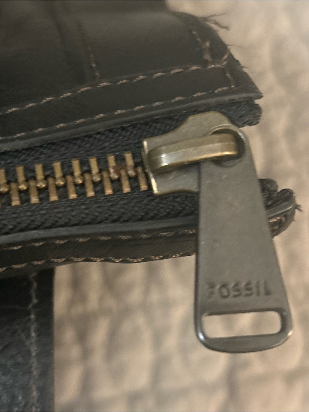Fossil Dark Brown Leather Satchel Shoulder Bag Key Charm - Picture 5 of 14